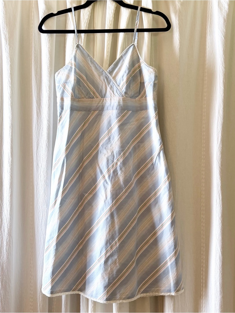 VINTAGE OLD NAVY Spaghetti Strap Baby Doll Striped Dress Sz 6 100% Cotton Y2K